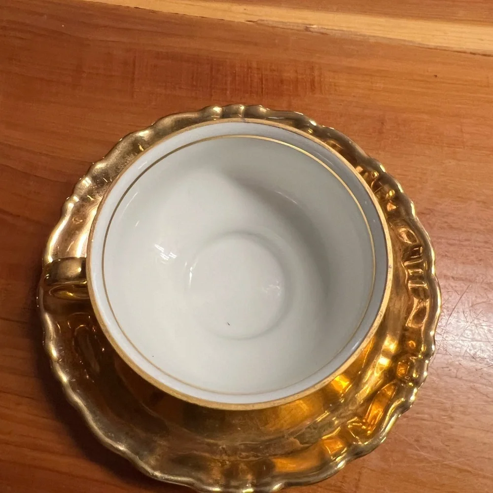 Antique Mitterteich Bavaria Tea Cup & Saucer Made In Germany Gold trim #51